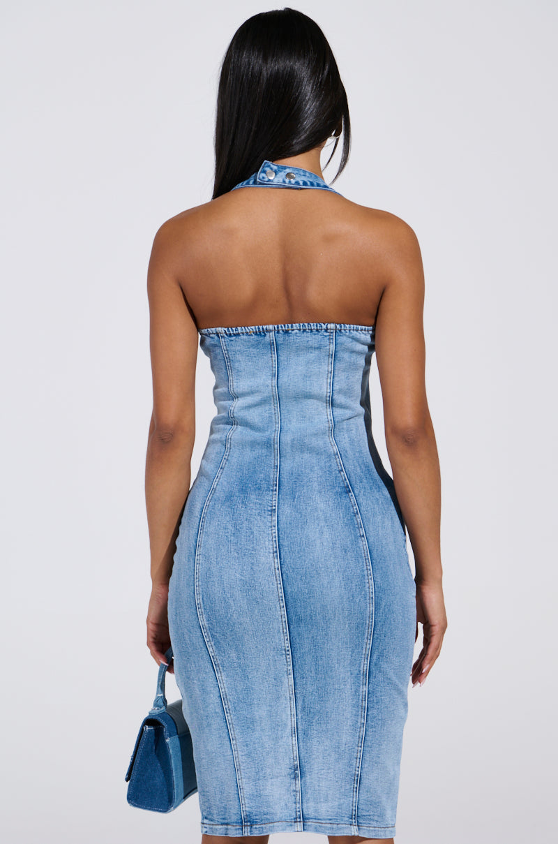 JESSIE DENIM MINI DRESS AKIRA JESSIE DENIM MINI DRESS AKIRA