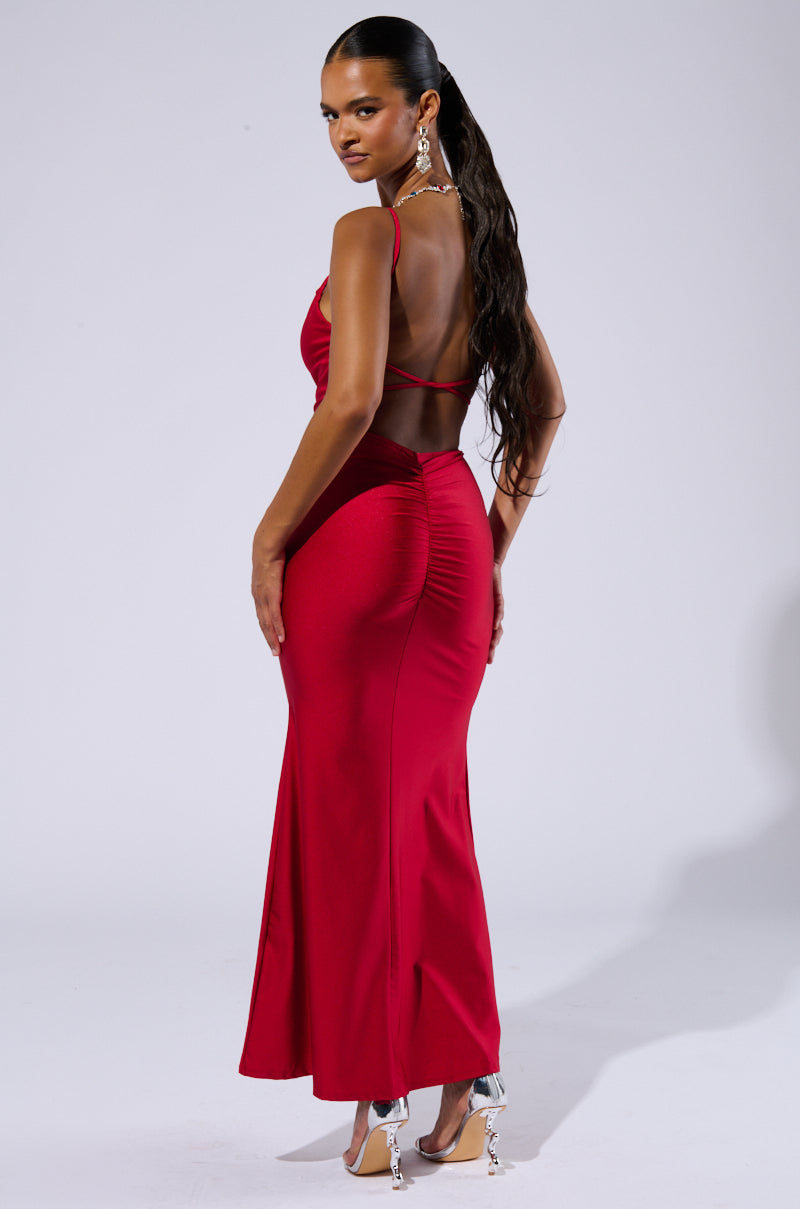 LADY IN RED COWL NECK MIDI DRESS AKIRA LADY IN RED COWL NECK MIDI DRESS AKIRA