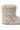 Close-up of the MELANIE BEIGE FURRY BOOTIE, featuring a shaggy textured faux fur in a warm beige. This round-toe bootie has a closed design with a soft and plush look, exuding warmth and comfort against the plain white background.