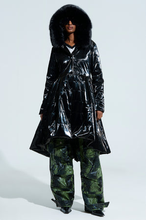 MIDTOWN LIQUID VELVET PEPLUM COAT – AKIRA