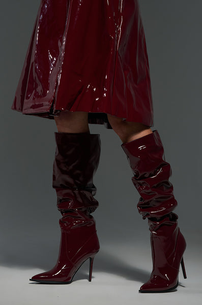 AZALEA WANG MITICA BURGUNDY PATENT SLOUCH BOOT AKIRA