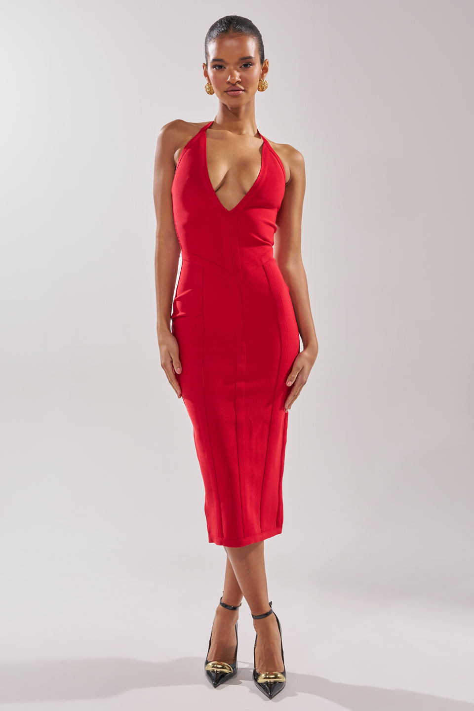 dark red frill hem bandage midi dress Strapless Red Bandage Frill Hem Bodycon Dress Dark Red Bandage Frill Hem Bodycon Dress From