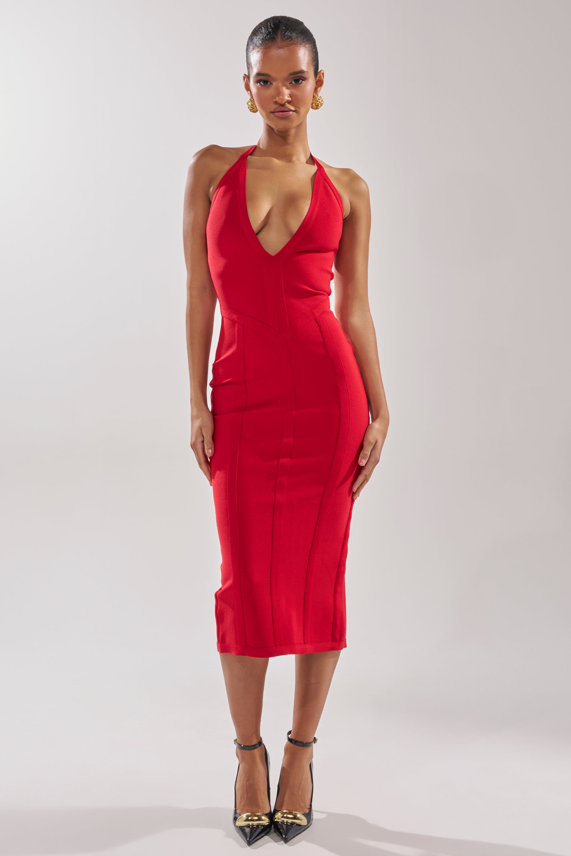 Akira Tia Bandage Midi Dress | Red