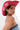 Wearing the ROSES ARE RED COWBOY HAT with rhinestone rose motifs, a denim tube top, and bold lined face and body makeup, a person stands against a light background.