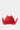 The ROSES ARE RED COWBOY HAT features a bright red color, wide brim, upturned sides, a matching red band, and sparkling rhinestone rose motifs. It is displayed against a plain light gray background.