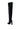 The MONTAGE BLACK STILETTO BOOT features a black over-the-knee style with a high block heel, pointed toe, and adjustable shaft opening. It is displayed upright against a white background to highlight its sleek, modern design.