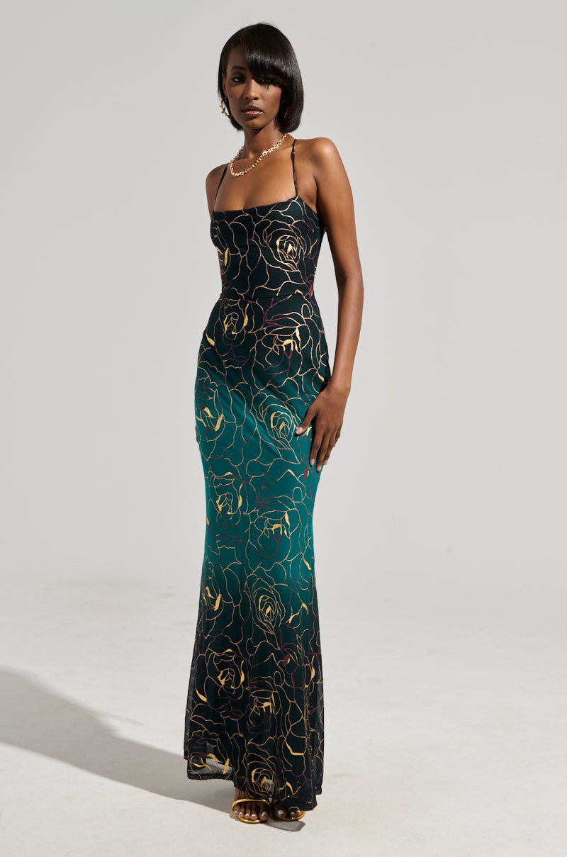 LUNA METALLIC OMBRE PRINTED MIDI DRESS AKIRA LUNA METALLIC OMBRE PRINTED MIDI DRESS AKIRA