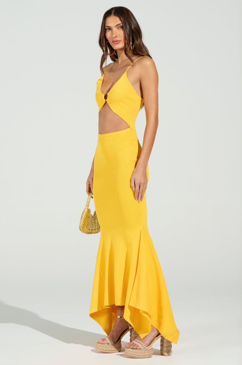 LOOKING FOR FUN KNIT MAXI DRESS IN YELLOW AKIRA LOOKING FOR FUN KNIT MAXI DRESS IN YELLOW AKIRA