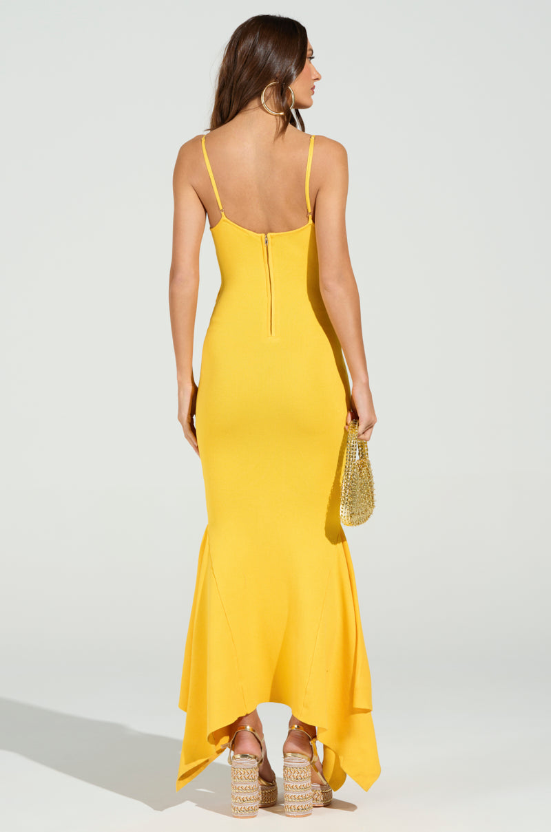 LOOKING FOR FUN KNIT MAXI DRESS IN YELLOW AKIRA LOOKING FOR FUN KNIT MAXI DRESS IN YELLOW AKIRA