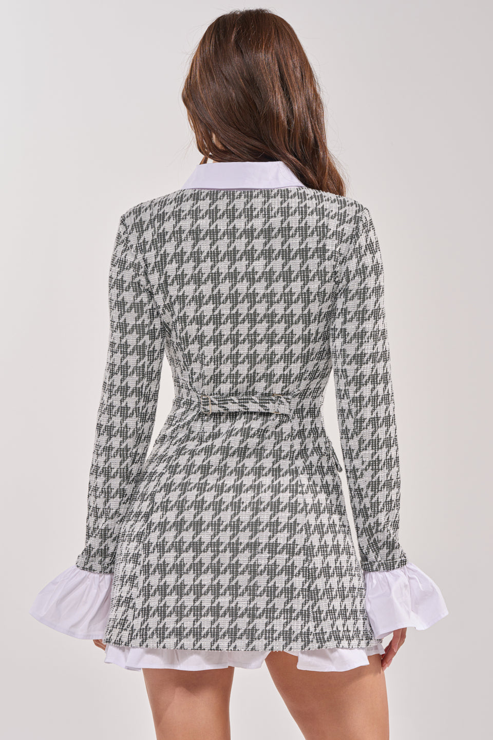 AKIRA Talia Tweed Long Sleeve Collared Dress | Black