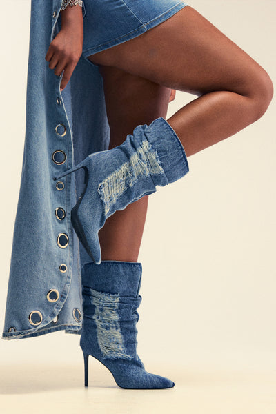 AZALEA WANG NAELIA DENIM STILETTO BOOTIE – AKIRA
