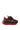 The AZALEA WANG NAMIDA BURGUNDY SNEAKER showcases bold streetwear style with red, brown, and tan hues, a thick red platform rubber outsole, red laces, and layered materials for a sporty outdoor look on a white background.