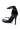 The AKIRA NEMTI BLACK STILETTO SANDAL, with a patent leather upper, adjustable ankle strap, and open toe, is displayed from a back-right angle against a white background.