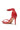 The AZALEA WANG NEMTI Red PU Sandal with gold embellishments is shown from a rear side angle, featuring an ankle strap and open toe, displayed on a white background.