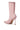 The AZALEA WANG NICKLAS PINK LEOPARD STILETTO BOOTIE features a pointed toe, slim heel, lace-texture, and sheer mesh upper in a side and rear view.