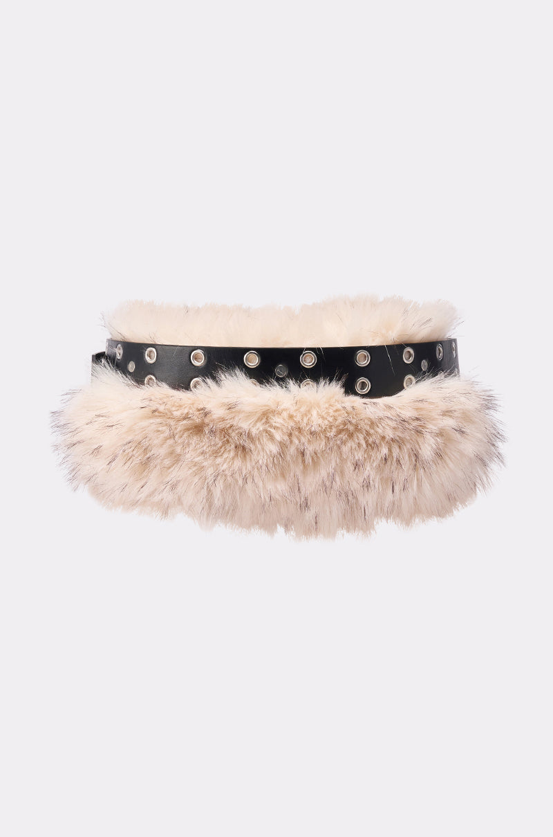 IN THE SNOW FAUX FUR BELT – AKIRA