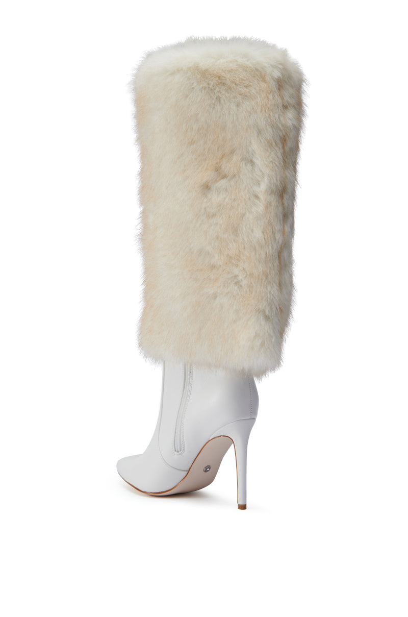 Knee Boots White Fur Heel Boots AZALEA WANG OMERA FURRY BOOT – AKIRA