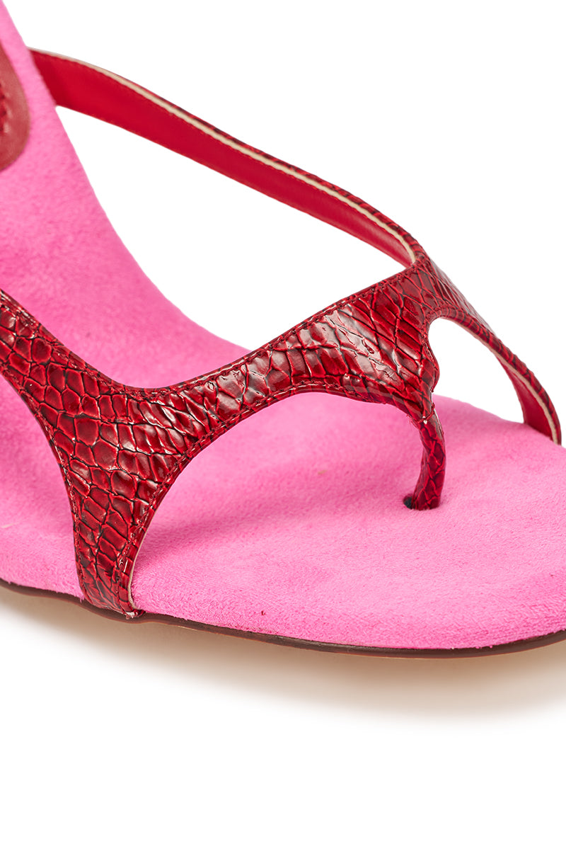 AZALEA WANG OTRISSE RED AND PINK PU AND FAUX SEUDE STRAPPY