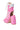The AZALEA WANG PAMINA Pink Open Toe Sporty Bootie features faux leather, white stripes, white laces, open sides, and a chunky heel for a fashionable sneaker-boot look.