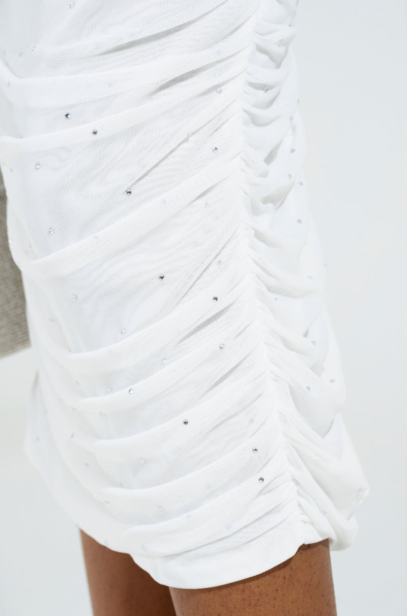 SERPENTI PLUNGE MIDI DRESS IN IVORY – AKIRA
