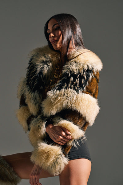 PORTIA CROPPED FAUX FUR JACKET – AKIRA