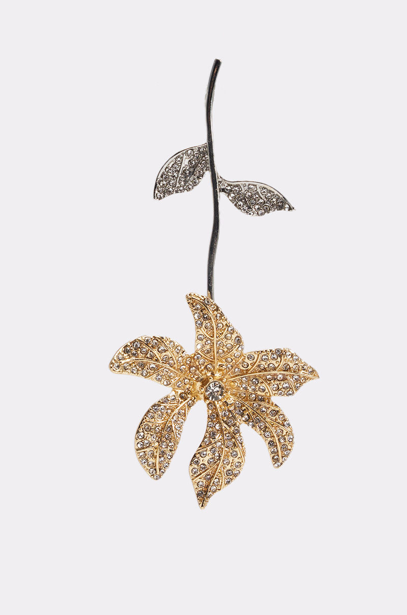 Pair the AT THE GALA EARRING with a sparkling gold and silver flower brooch adorned with rhinestones on each petal and leaf for an elegant wedding guest jewelry look. 2