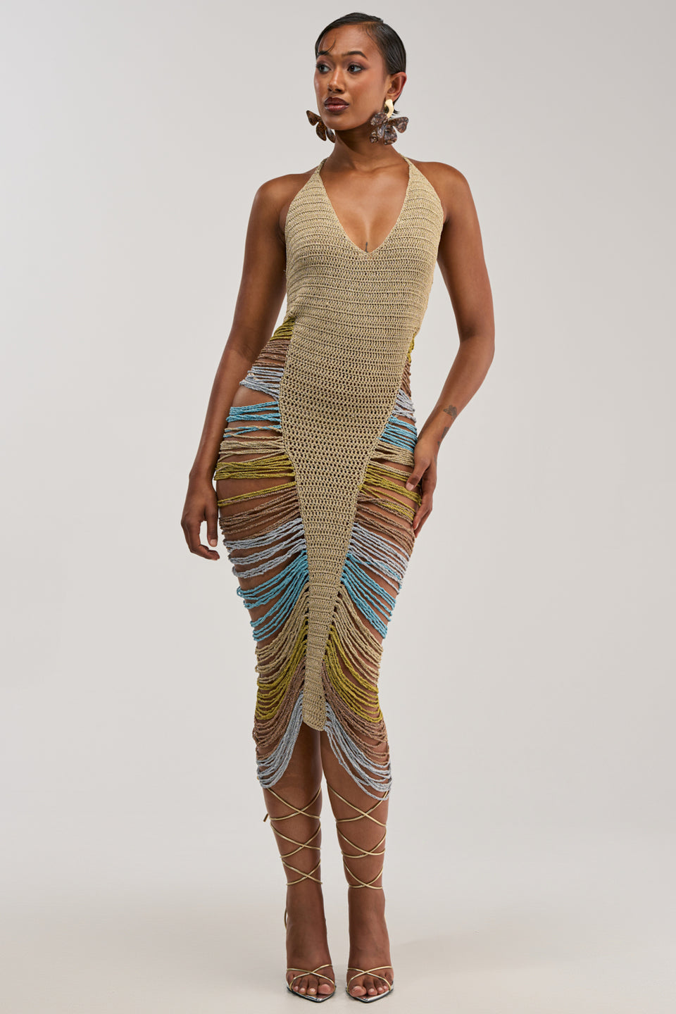 AKIRA Not Playing It Safe Crochet Maxi Dress