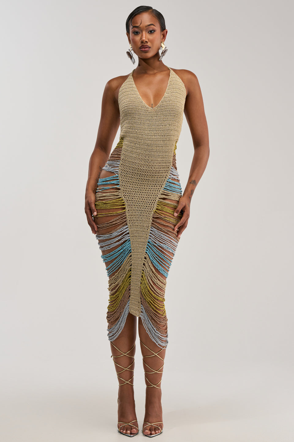 AKIRA Not Playing It Safe Crochet Maxi Dress