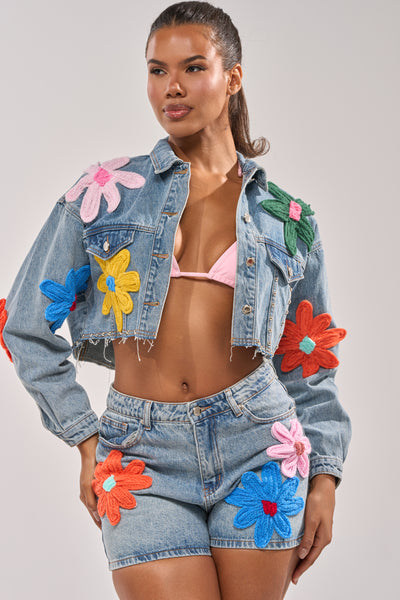 FLOWER PATCH DENIM JACKET – AKIRA