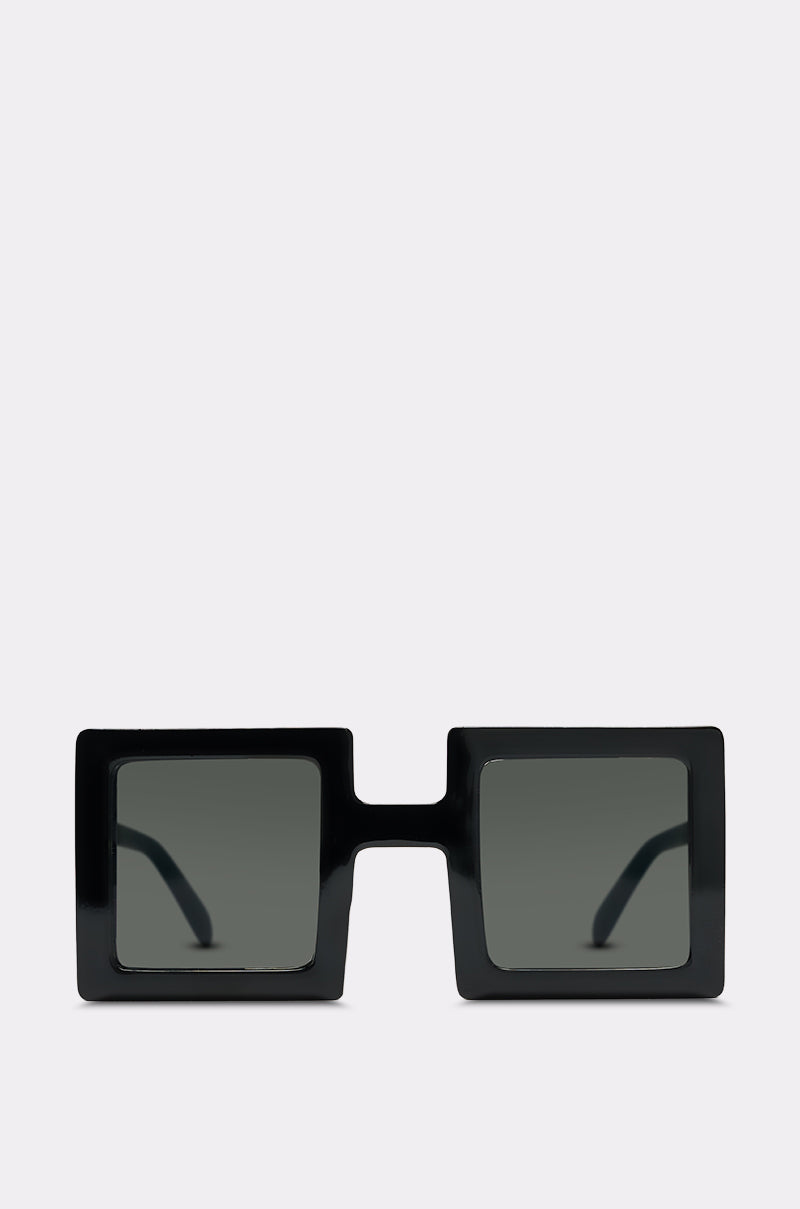 REALLY LIKE THAT SUNGLASSES feature square black frames with thick rims and dark, square lenses, shown against a plain light gray background.