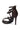 The AZALEA WANG RADHA Chocolate Metal Embellished Sandal features multiple thin straps, an ankle buckle closure, and a chic stiletto heel, displayed side view on a white background.