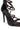 A close-up of the AZALEA WANG RADHA CHOCOLATE METAL EMBELLISHED SANDAL, a high-heeled, strappy dark brown sandal with gold metal accents on the straps, chic stiletto heel, and a black cushioned insole for comfort.