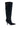 The AZALEA WANG RHODES BLACK CROC WEDGE BOOT is a black knee-high boot made from faux crocodile leather, featuring a pointed toe, wedge stiletto heel, and two adjustable buckles on the side.