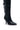 The AZALEA WANG RHODES BLACK CROC WEDGE BOOT is a knee-high boot made from black faux crocodile leather, featuring a pointed toe and a slender wedge stiletto heel. It includes a subtle buckle strap detail near the top of the shaft for a stylish and textured appearance.