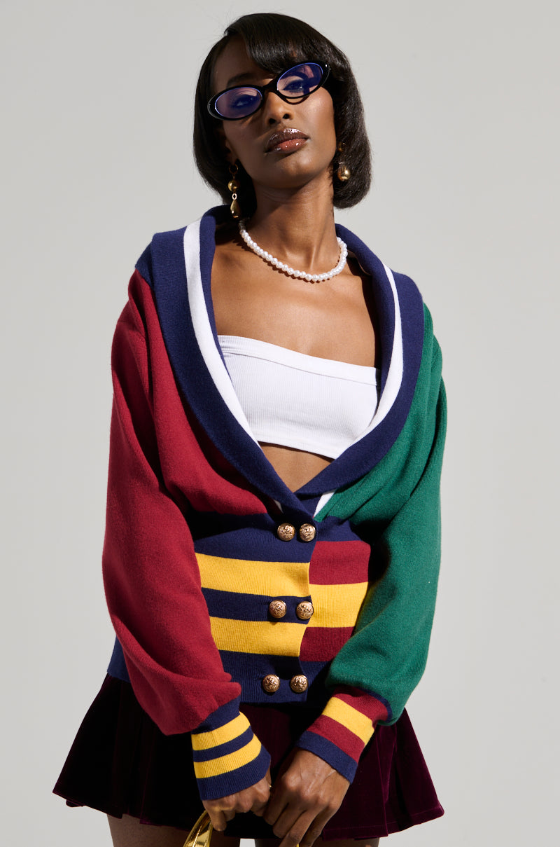 BOARDWALK BADDIE V-NECK STRIPED SWEATER – AKIRA