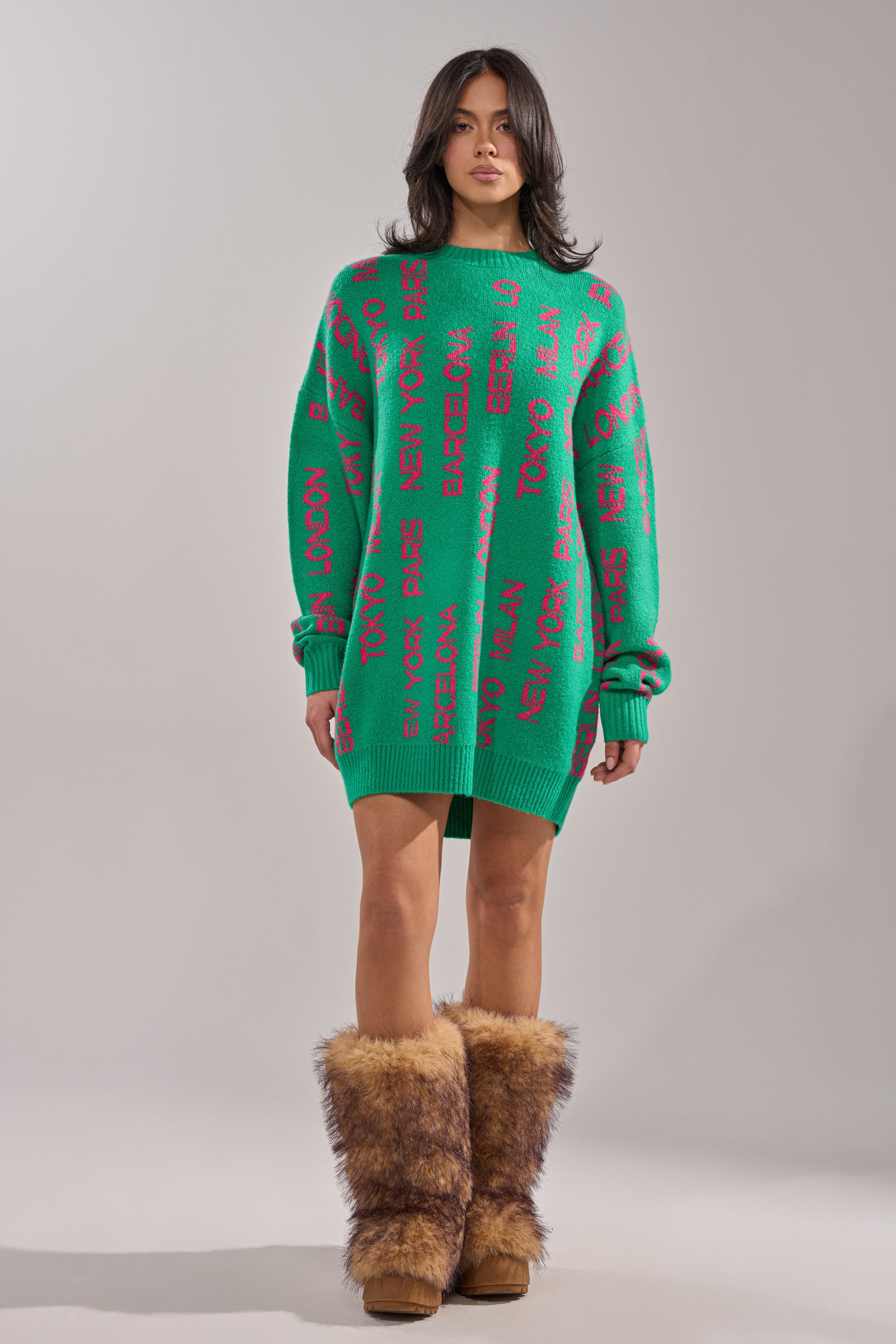 AKIRA Around The World Sweater Mini Dress | Green | Size 1X/2X AKIRA Around The World Sweater Mini Dress | Green | Size 1X/2X