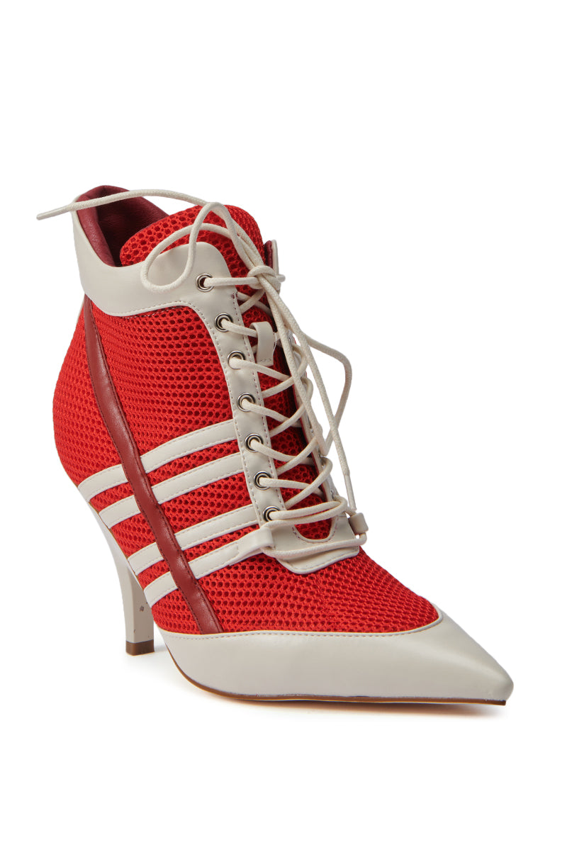 AZALEA WANG ROBERT RED SPORTY SNEAKER LOOK BOOTIE – AKIRA