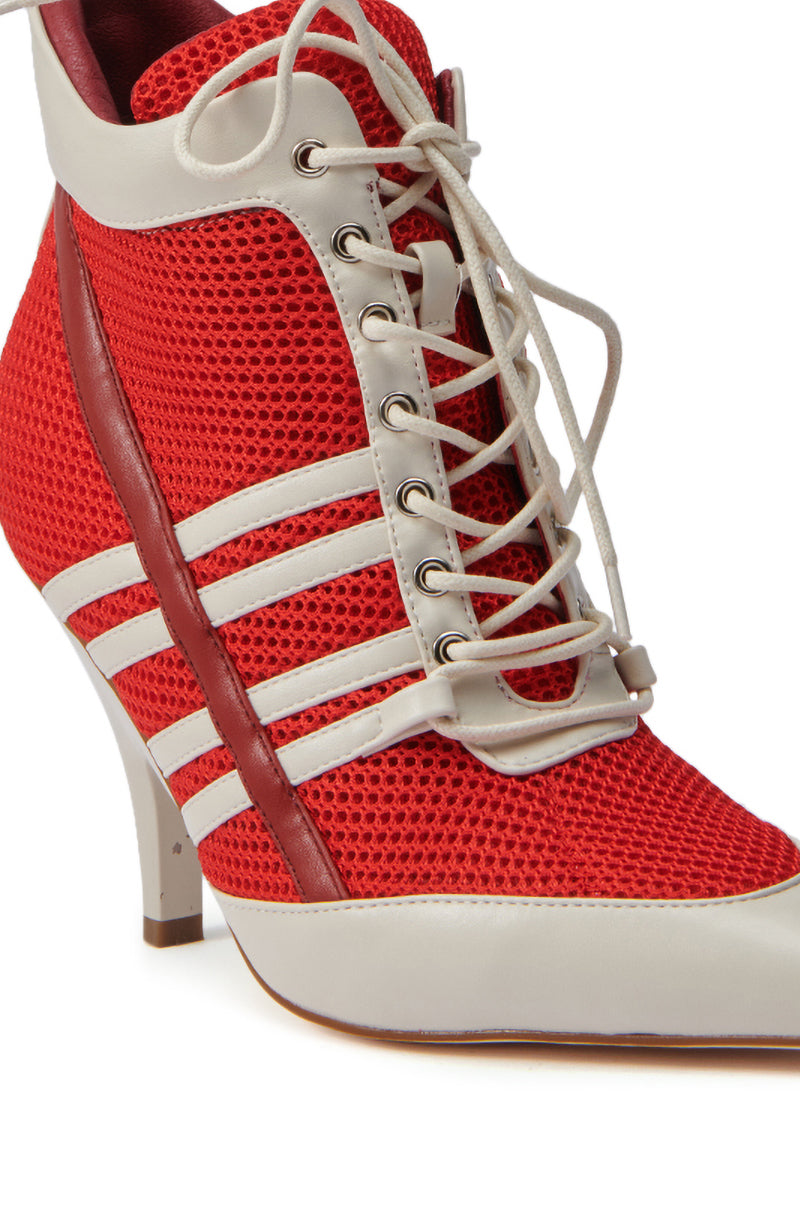 AZALEA WANG ROBERT RED SPORTY SNEAKER LOOK BOOTIE – AKIRA