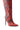 The AZALEA WANG RODRIGO RED BOOT STILETTO is a fashion-forward knee-high boot with a pointed toe, high stiletto heel, red and burgundy leather panels, ribbed front texture, and side perforated details.
