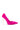 The AZALEA WANG ROMEE FUCHSIA PONY HAIR PUMP showcases a pointed toe and slim, light stiletto heel. Displayed in side profile against a white background, the vibrant design and furry texture stand out.