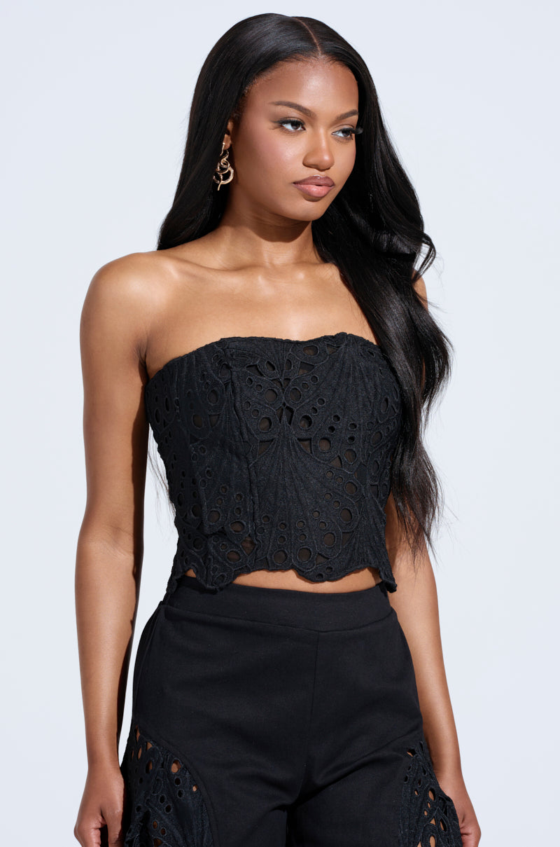 YOU WILL SEE WOVEN TUBE TOP – AKIRA
