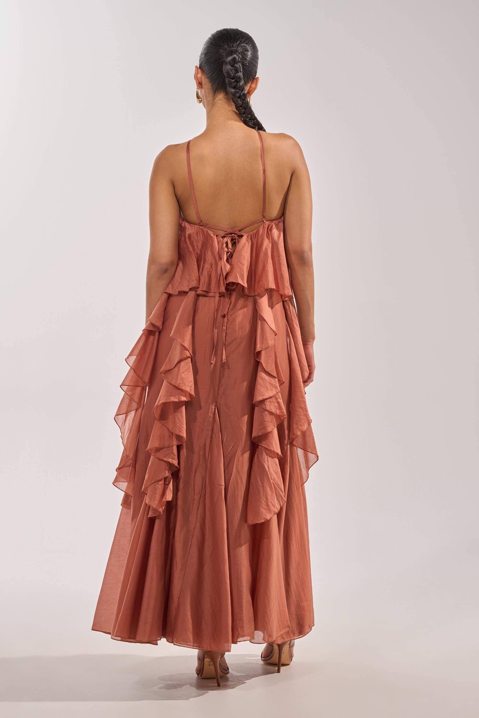 AKIRA Kiss Me Slow Chiffon Maxi Dress In Rust | Size Large AKIRA Kiss Me Slow Chiffon Maxi Dress In Rust | Size Large