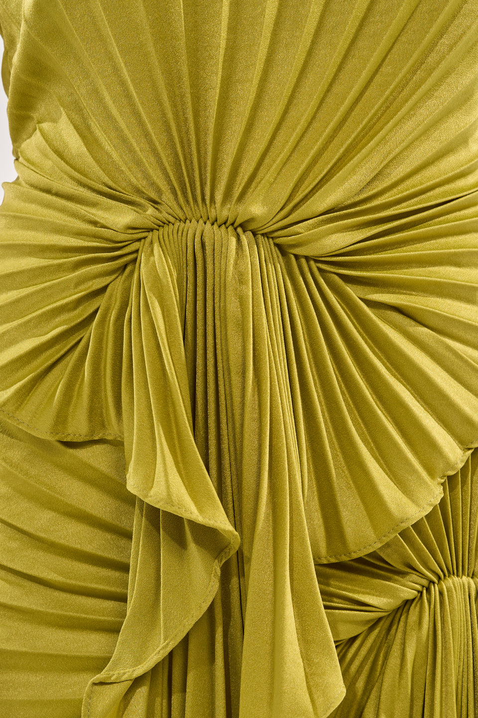 arrange bardot pleat maxi dress with wrap detail in chartreuse ARRANGE bardot pleat maxi dress with wrap detail in chartreuse-Multi