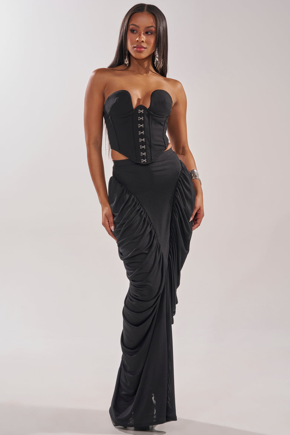 ruched skirt dress US 2 / BLACK