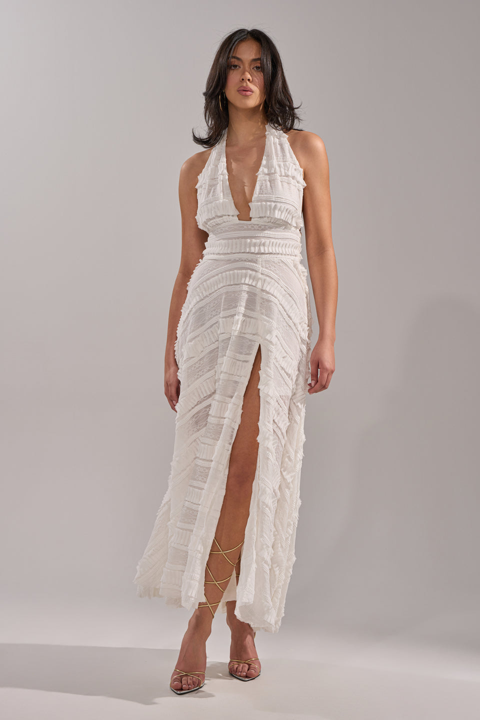 AKIRA Sitting Pretty Woven Maxi Dress | White