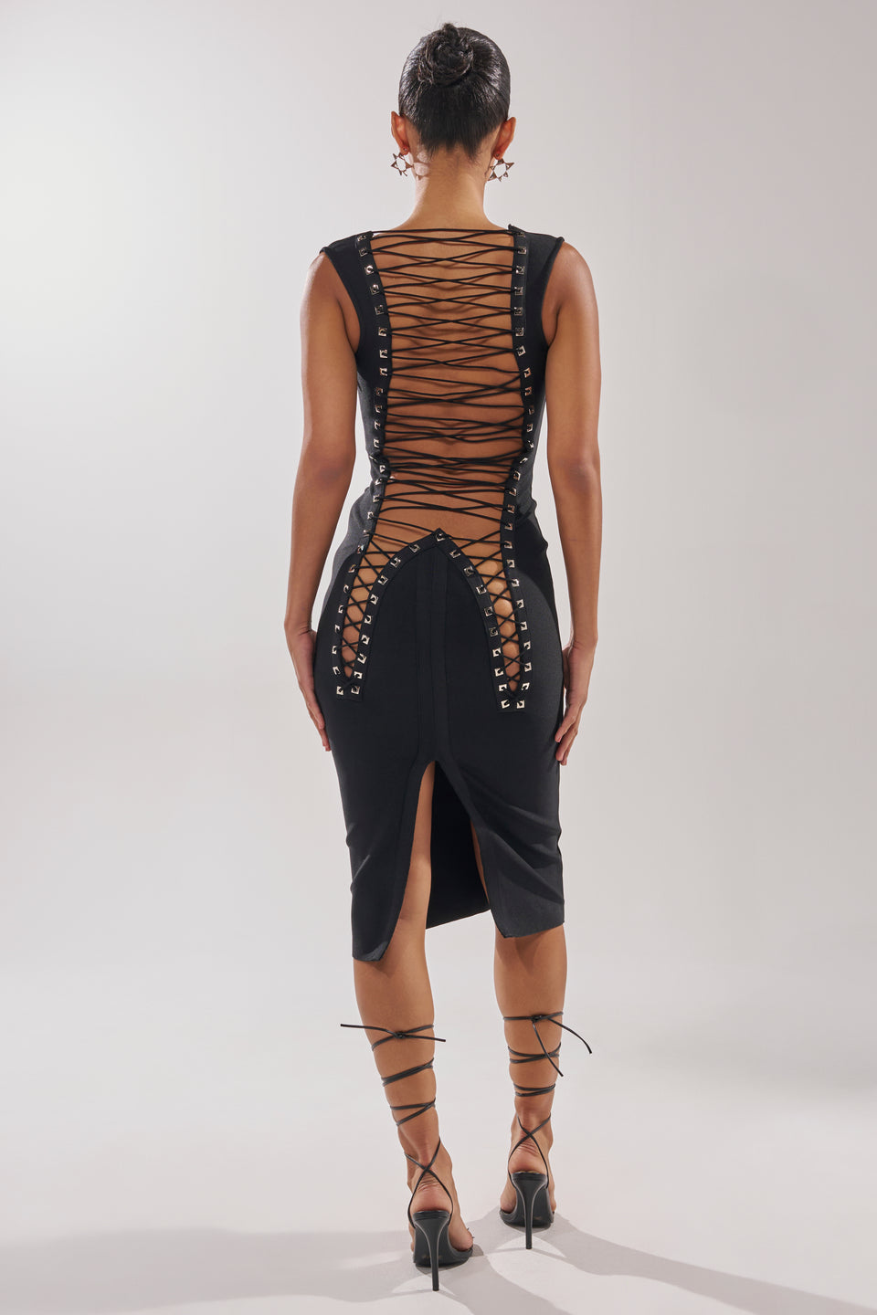 black corset midi dress AKIRA Midnight Laces Corset Midi Dress | Black