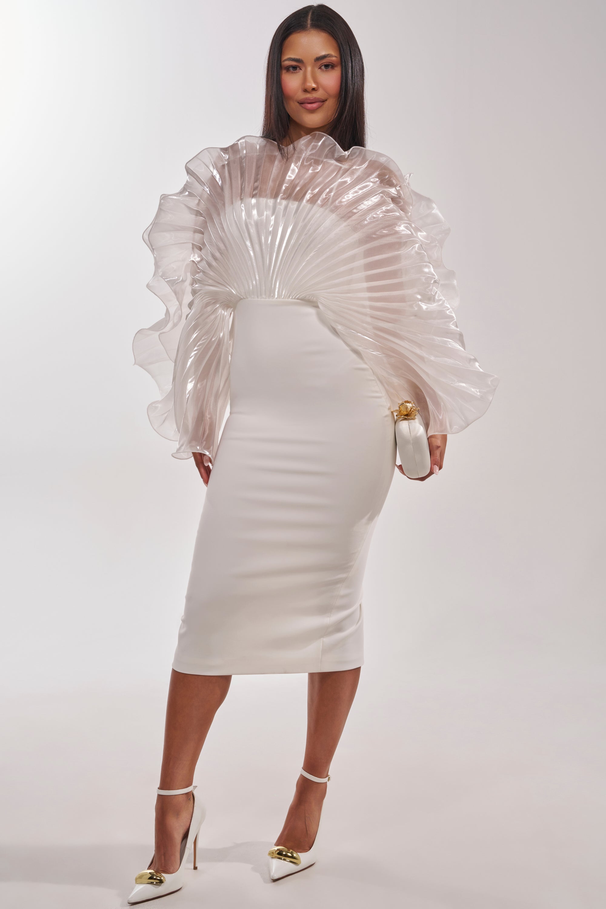 bandage chiffon frill bodycon dress MIDORI BANDAGE DRESS