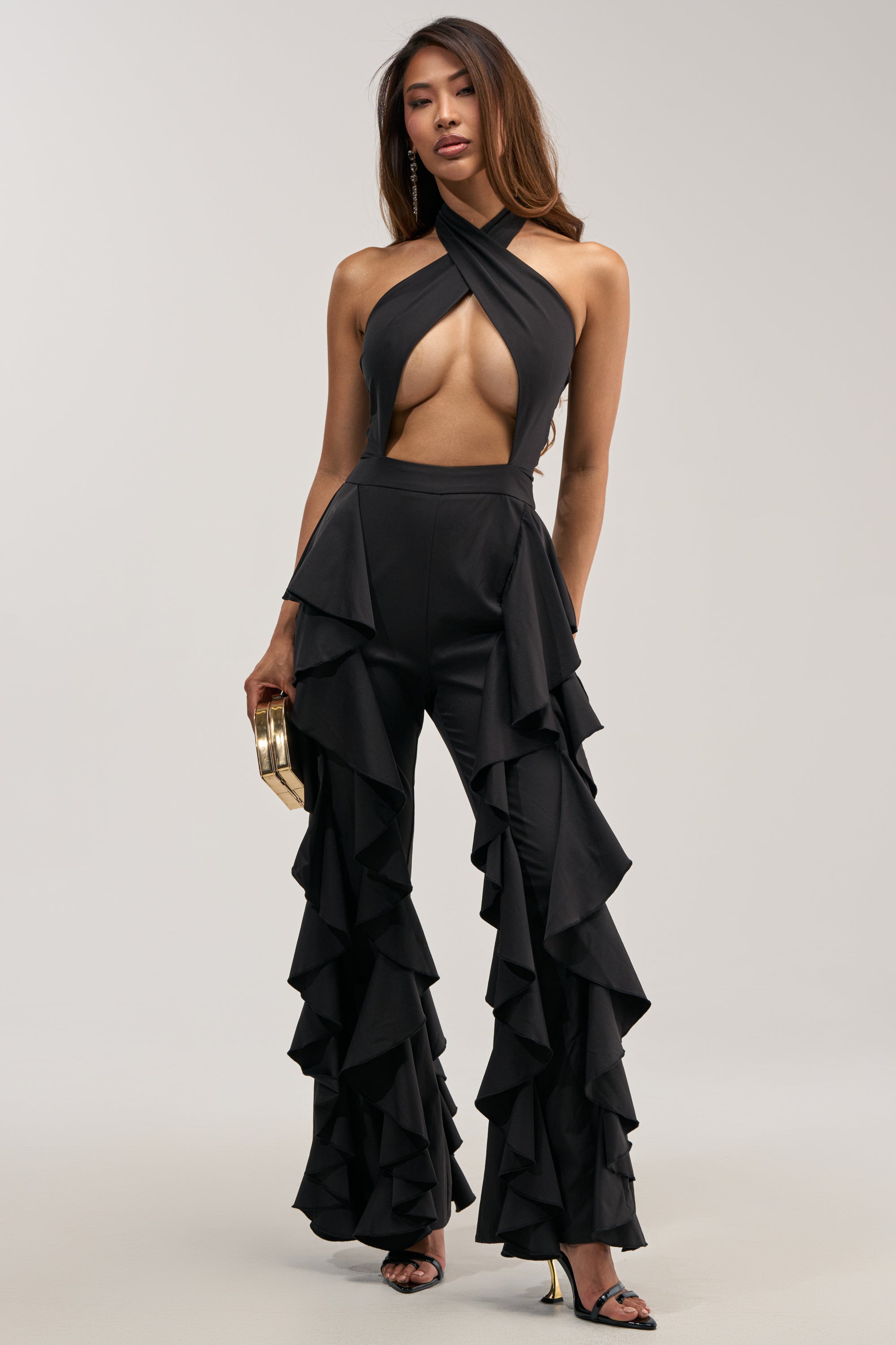 DANCE BREAK RUFFLE JUMPSUIT IN BLACK – AKIRA