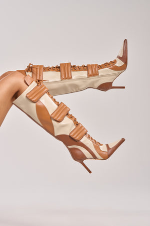 AZALEA WANG SCHUMACHER TAN STILETTO BOOT – AKIRA