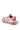 The AZALEA WANG SELIE RED FLAT SNEAKER showcases a textile upper with a unique design of crisscrossing straps and a platform sole, depicted from the back angle against a plain white background.